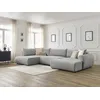 Image de Canapé panoramique convertible coffre LUCIEN tissu lisse gris clair angle droit BOBOCHIC 5 places