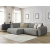 Image de Canapé d'angle L convertible coffre LUCIEN gros côtelé doux gris foncé angle gauche BOBOCHIC 3 places