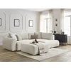 Image de Canapé d'angle L convertible coffre LUCIEN gros côtelé doux avec pouf beige angle droit BOBOCHIC 4 places