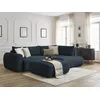 Image de Canapé d'angle L convertible coffre LUCIEN gros côtelé doux avec pouf bleu foncé angle droit BOBOCHIC 4 places