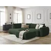 Image de Canapé d'angle L convertible coffre LUCIEN gros côtelé doux avec pouf vert angle gauche BOBOCHIC 4 places