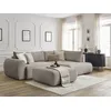 Image de Canapé d'angle L convertible coffre LUCIEN gros côtelé doux avec pouf taupe angle droit BOBOCHIC 4 places