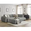 Image de Canapé d'angle L convertible coffre LUCIEN gros côtelé doux avec pouf gris foncé angle droit BOBOCHIC 4 places