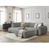 Image de Canapé d'angle L convertible coffre LUCIEN gros côtelé doux avec pouf gris foncé angle gauche BOBOCHIC 4 places