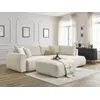 Image de Canapé d'angle L convertible coffre LUCIEN tissu lisse avec pouf beige angle droit BOBOCHIC 4 places