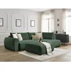 Image de Canapé d'angle L convertible coffre LUCIEN tissu lisse avec pouf vert angle droit BOBOCHIC 4 places