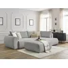 Image de Canapé d'angle L convertible coffre LUCIEN tissu lisse avec pouf gris clair angle droit BOBOCHIC 4 places