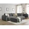 Image de Canapé d'angle L convertible coffre LUCIEN tissu lisse avec pouf gris foncé angle droit BOBOCHIC 4 places