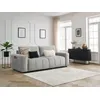 Image de Canapé droit convertible coffre ARSENE tissu velours gris clair BOBOCHIC 3 places