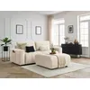 Image de Canapé droit convertible coffre ARSENE tissu velours avec pouf beige BOBOCHIC 4 places