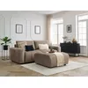 Image de Canapé droit convertible coffre ARSENE tissu velours avec pouf taupe BOBOCHIC 4 places