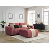 Image de Canapé droit convertible coffre ARSENE tissu velours avec pouf orange BOBOCHIC 4 places