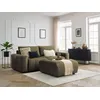 Image de Canapé droit convertible coffre ARSENE tissu velours avec pouf vert BOBOCHIC 4 places