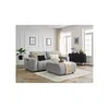 Image de Canapé droit convertible coffre ARSENE tissu velours avec pouf gris clair BOBOCHIC 4 places