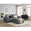 Image de Canapé droit convertible coffre ARSENE tissu velours avec pouf gris foncé BOBOCHIC 4 places