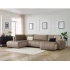 Image de Canapé panoramique convertible coffre ARSENE tissu velours taupe angle droit BOBOCHIC 5 places