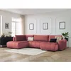 Image de Canapé panoramique convertible coffre ARSENE tissu velours orange angle droit BOBOCHIC 5 places