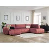 Image de Canapé panoramique convertible coffre ARSENE tissu velours orange angle gauche BOBOCHIC 5 places