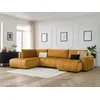 Image de Canapé panoramique convertible coffre ARSENE tissu velours jaune angle droit BOBOCHIC 5 places