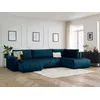 Image de Canapé panoramique convertible coffre ARSENE tissu velours bleu angle gauche BOBOCHIC 5 places