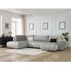 Image de Canapé panoramique convertible coffre ARSENE tissu velours gris clair angle droit BOBOCHIC 5 places