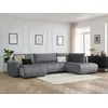 Image de Canapé panoramique convertible coffre ARSENE tissu velours gris foncé angle gauche BOBOCHIC 5 places