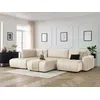 Image de Canapé panoramique convertible coffre ARSENE tissu velours avec pouf beige angle droit BOBOCHIC 6 places