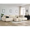 Image de Canapé panoramique convertible coffre ARSENE tissu velours avec pouf beige angle gauche BOBOCHIC 6 places