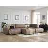 Image de Canapé panoramique convertible coffre ARSENE tissu velours avec pouf taupe angle gauche BOBOCHIC 6 places
