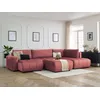 Image de Canapé panoramique convertible coffre ARSENE tissu velours avec pouf orange angle gauche BOBOCHIC 6 places