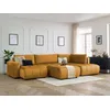 Image de Canapé panoramique convertible coffre ARSENE tissu velours avec pouf jaune angle gauche BOBOCHIC 6 places