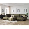 Image de Canapé panoramique convertible coffre ARSENE tissu velours avec pouf vert angle droit BOBOCHIC 6 places