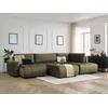 Image de Canapé panoramique convertible coffre ARSENE tissu velours avec pouf vert angle gauche BOBOCHIC 6 places