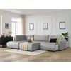 Image de Canapé panoramique convertible coffre ARSENE tissu velours avec pouf gris clair angle droit BOBOCHIC 6 places