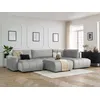 Image de Canapé panoramique convertible coffre ARSENE tissu velours avec pouf gris clair angle gauche BOBOCHIC 6 places