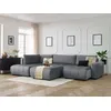 Image de Canapé panoramique convertible coffre ARSENE tissu velours avec pouf gris foncé angle droit BOBOCHIC 6 places