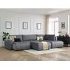 Image de Canapé panoramique convertible coffre ARSENE tissu velours avec pouf gris foncé angle gauche BOBOCHIC 6 places