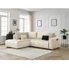 Image de Canapé d'angle L convertible coffre ARSENE tissu velours beige angle gauche BOBOCHIC 3 places