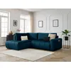 Image de Canapé d'angle L convertible coffre ARSENE tissu velours bleu foncé angle gauche BOBOCHIC 3 places
