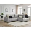 Image de Canapé d'angle L convertible coffre ARSENE tissu velours gris clair angle droit BOBOCHIC 3 places