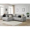 Image de Canapé d'angle L convertible coffre ARSENE tissu velours gris clair angle gauche BOBOCHIC 3 places