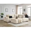 Image de Canapé d'angle L convertible coffre ARSENE tissu velours avec pouf beige angle droit BOBOCHIC 4 places