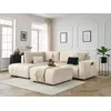 Image de Canapé d'angle L convertible coffre ARSENE tissu velours avec pouf beige angle gauche BOBOCHIC 4 places