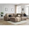 Image de Canapé d'angle L convertible coffre ARSENE tissu velours avec pouf taupe angle droit BOBOCHIC 4 places