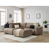 Image de Canapé d'angle L convertible coffre ARSENE tissu velours avec pouf taupe angle gauche BOBOCHIC 4 places