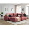 Image de Canapé d'angle L convertible coffre ARSENE tissu velours avec pouf orange angle droit BOBOCHIC 4 places