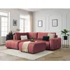 Image de Canapé d'angle L convertible coffre ARSENE tissu velours avec pouf orange angle gauche BOBOCHIC 4 places
