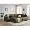 Image de Canapé d'angle L convertible coffre ARSENE tissu velours avec pouf vert angle droit BOBOCHIC 4 places
