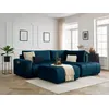 Image de Canapé d'angle L convertible coffre ARSENE tissu velours avec pouf bleu angle droit BOBOCHIC 4 places