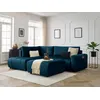 Image de Canapé d'angle L convertible coffre ARSENE tissu velours avec pouf bleu angle gauche BOBOCHIC 4 places